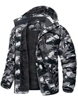KEFITEVD Winterjacke Herren Snowboardjacke Ski Jacke Tarnmuster