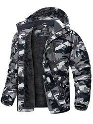 KEFITEVD Winterjacke Herren Snowboardjacke Ski Jacke Tarnmuster