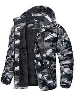 KEFITEVD Winterjacke Herren Snowboardjacke Ski Jacke Tarnmuster