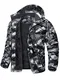 KEFITEVD Winter Jacke Herren Comouflage Übergangsjacke Warm mit Kapuze Schneejacke Tarnmuster Herbstjacke Männer Windjacke mit Reißverschluss Tarn M