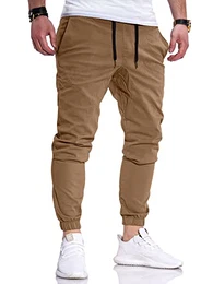 Herren Chinohose Chino Hose Chino-Jogger Pants Stretch 20066 [Beige, W32]