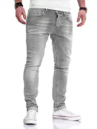 Herren Jeans Hose Denim Slim Fit JN-105 [Grau, W30/L30]