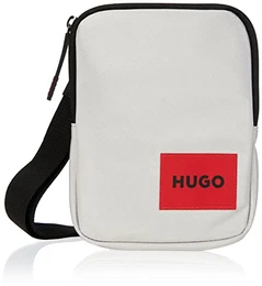 Herren Ethon NS Zip Reporter-Tasche aus recyceltem Nylon mit rotem Logo-Label Hellbeige Stck
