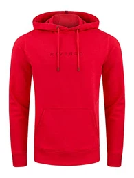 Herren Kapuzenpullover RIVErik Hoodie Sweatshirt Pullover Logo Kapuze Kängurutaschen Regular Einfarbig Baumwolle Rot M, Größe:M, Farbe:Middle Red (15300)