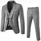 Herren Anzug 3 Teilig Modern Fit Hochzeit Anzüge Komplett Business Blazer 3-teiliger Jacke Weste Hosenanzug Slim Fit Männer Vintage Party Klassisch Charmant Sets Herrenanzug Set (Grau, M)