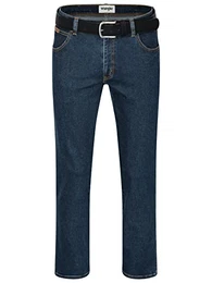 Stretch Herrenjeans mit Gürtel in schwarz oder braun (W32/L32, Darkstone + schwarzer Gürtel)