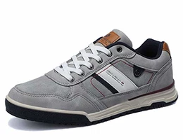 Freizeitschuhe Herren Sneaker PU Leder Walkingschuhe Atmungsaktive Athletic Formal Classic Sportschuhe Schuhgröße 41-46(Grau006, 41)
