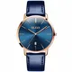 Verhux Armbanduhr Herren Lässige Mode wasserdichte Lederarmband Quarz Uhren Geschenke für Männer(Blue)