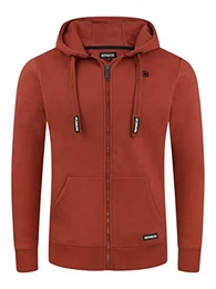 Herren Kapuzenjacke RIVNoah Sweatjacke Sweatshirt Kapuzenpullover Hoodie Kapuze Reißverschluss Basic Einfarbig Baumwolle Schwarz S M L XL 2XL 3XL 4XL 5XL (M, Rusty Ochre Red (15400))