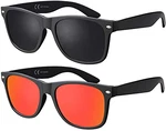 La Optica B.L.M. Sonnenbrille UV400 CAT 3 Retro Vintage Nerd Schwarz/Grau/Rot