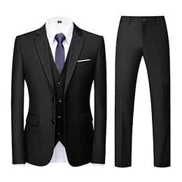 Herren Anzüge 3-teilig Slim Fit Einreihig Zwei Knöpfe für Hochzeit Business Anzug Herren Formell Sakko Weste Hose(Schwarz,M)