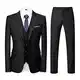 KUDORO Herren Anzüge 3-teilig Slim Fit Einreihig Zwei Knöpfe für Hochzeit Business Anzug Herren Formell Sakko Weste Hose(Schwarz,M)