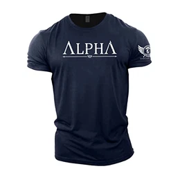 Spartan Forged Alpha Fitness T Shirt für Herren, Bodybuilding, Training, Training, Lifting, Bekleidung, Marineblau, M