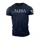 GYMTIER Spartan Forged Alpha Fitness T Shirt für Herren, Bodybuilding, Training, Training, Lifting, Bekleidung, Marineblau, M