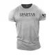 GYMTIER Spartan Forged Spartan Herren Fitness T Shirt für Bodybuilding, Training, Workout, Lifting, Oberteil, Sportgrau, M