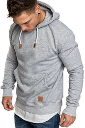 Herren Basic Kapuzenpullover Sweatjacke Pullover Hoodie Sweatshirt R-0054 Hellgrau 3XL
