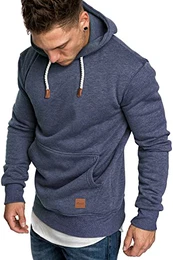 Herren Basic Kapuzenpullover Sweatjacke Pullover Hoodie Sweatshirt R-0054 Blau Melange L