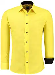 Herren-Hemd - Slim-Fit - Langarm-Hemd - Bügelleicht - EU Größen: S bis 6XL - Gelb M