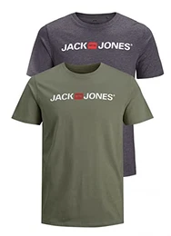 Herren JJECORP Logo Tee SS Crew Neck, Dusty Olive/2-PACK W. DGM/REG, M