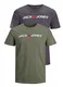 JACK & JONES Herren JJECORP Logo Tee SS Crew Neck, Dusty Olive/2-PACK W. DGM/REG, M