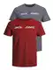 JACK & JONES Herren JJECORP Logo Tee SS Crew Neck, Grisaille/2-PACK W. RED Dahlia, M