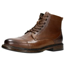 - Klassische Herrenstiefel Warme Schuhe Vintage Herrenschuhe aus Leder Schnürstiefel Braun 24035-52 - Gr. 41