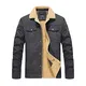 KEFITEVD Cargo Jacke Herren Winter Herbst Übergangsjacke Dicke Winterjacke Knopfleiste Teddy Fleece Militär Jacke Warm Winterparka Männer Dunkelgrau M