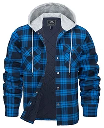 Flannel Jacke Herren Männer Hemdjacke HolzfäLler Flanellhemd Winter Kariert Freizeithemd Herbst Leicht Hemd Freizeit Karohemd mit Innenfutter Holzfällerjacke Königsblau M