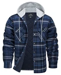 KEFITEVD Hemdjacke Herren Flanellhemden Blau-grau