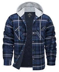 KEFITEVD Hemdjacke Herren Flanellhemden Blau-grau
