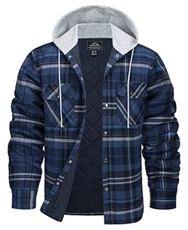 KEFITEVD Hemdjacke Herren Flanellhemden Blau-grau KEFITEVD Hemdjacke Herren Flanellhemden Blau-grau