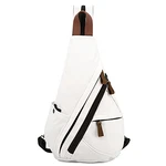 VARLIVOO Retro Herren Sling Bag Damen Crossbody Bag Umhängetaschen Schultertasche Wandern Reisen Camping Radfahren Bergsteigen Schule Segeltuch Sling Rucksack Weiß