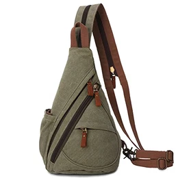 Retro Herren Sling Bag Damen Crossbody Bag Umhängetaschen Schultertasche Wandern Reisen Camping Radfahren Bergsteigen Schule Segeltuch Sling Rucksack Armeegrün