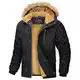 MAGCOMSEN Herren Warme Parka Jacke Gefüttert Winter Daunenjacke Kapuze Camping Jacken Männer Winddicht Warme Outdoorjacke Fleece Funktionsjacke Wandern Jagdjacke Schwarz M