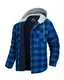 MAGCOMSEN Herren Kapuzenhemd Kariert Dick Fleece Hemd Warme Flanellhemd Hoodie Langarm Freizeit Thermohemd Herren Gesteppt Gefütterte Winterjacke mit Mehrfachtaschen Blau M