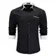 HISDERN Herren Businesshemd Freizeithemden Schwarz Hemd Klassisch Baumwolle Langarm Doppelkragen Hemden Für Männer Regular Fit 2XL