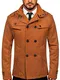BOLF Herren Mantel Wollmantel Kurzmantel Zweireiher Wintermantel Winterjacke Business Jacket Freizeit Reverskragen Herbst Jacke Mittellang Warm Gefüttert Elegant Style 8857 Camel M [4D4]