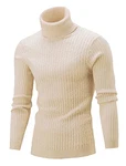 AIDEAONE Männer Pullover Rollkragen Turtleneck Strickpullover Stehkragen Sweater Slim Fit Basic Feinstrick Helle Aprikose