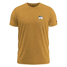 Coolson T-Shirt Brusttasche mit coolem Bär Funshirt Rundhals bequem robust, Farbe:gelb, Größe:M
