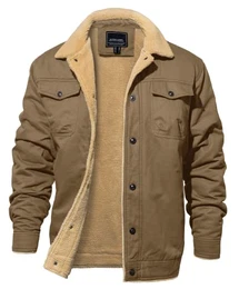 Herren Winterjacke Militär Cargo Jacke Winter Fleecejacke Warme Freizeitjacke Winddichte Cargojacke mit Innentaschen, Khaki M