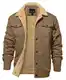 EKLENTSON Herren Winterjacke Militär Cargo Jacke Winter Fleecejacke Warme Freizeitjacke Winddichte Cargojacke mit Innentaschen, Khaki M