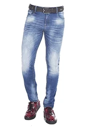 Herren Jeans Hose Slim-Fit Skinny Men Denim Jeanshose Pants Freizeithose Pants CD319B W33 L32 Blau