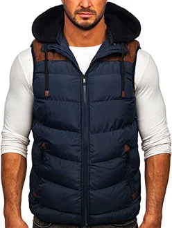 BOLF Herren Weste mit Kapuze Style J.Style MY88 [4D4] Dunkelblau (1U1)