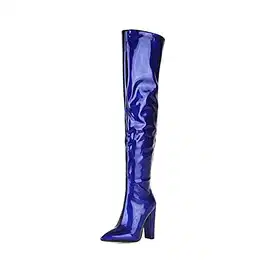 Amazon Blue Leather Thigh High Boots Boseucn Stiefeletten
