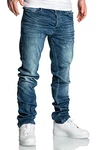 Amaci&Sons Herren Basic Jogger Jeans Regular Slim Denim Hose Destroyed (7978C) Dunkelblau (7978C)
