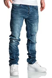Amaci&Sons Herren Basic Jogger Jeans Regular Slim Denim Hose Destroyed (7978C)