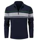MAGCOMSEN Herren Stehkragen Sweatshirt Feinstrick Fleecepullover Lange Ärmel Strickjacke Winter Arbeitspullover Herren Zip Neck Freizeitshirt Outdoor Gestreifter Shirt Tops Dunkelblau-Grau M