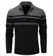MAGCOMSEN Herren Stehkragen Strickpullover Winter Herbst Pulli Freizeit Thermopullover Herren Warme Fleece Langarmshirt Baumwolle Slim Fit Sweater mit Mock Neck Schwarz-Dunkelgrau XL