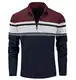 MAGCOMSEN Herren 1/4 Zip Fleece Pullover Gestreift Sweater Longsleeve Warme Strickjacke Männer Winter Weich Fleeceshirt Casual Arbeitspullover Slim Fit Stehkragen Pulii Dunkelblau-Rot XL