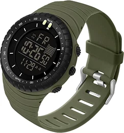Herren Digital Uhren, 50 m Wasserdicht Sport Armbanduhr Große Herrenuhren, Outdoor Stoppuhr für Männer mit LED Wecker Stoßfest Grün
